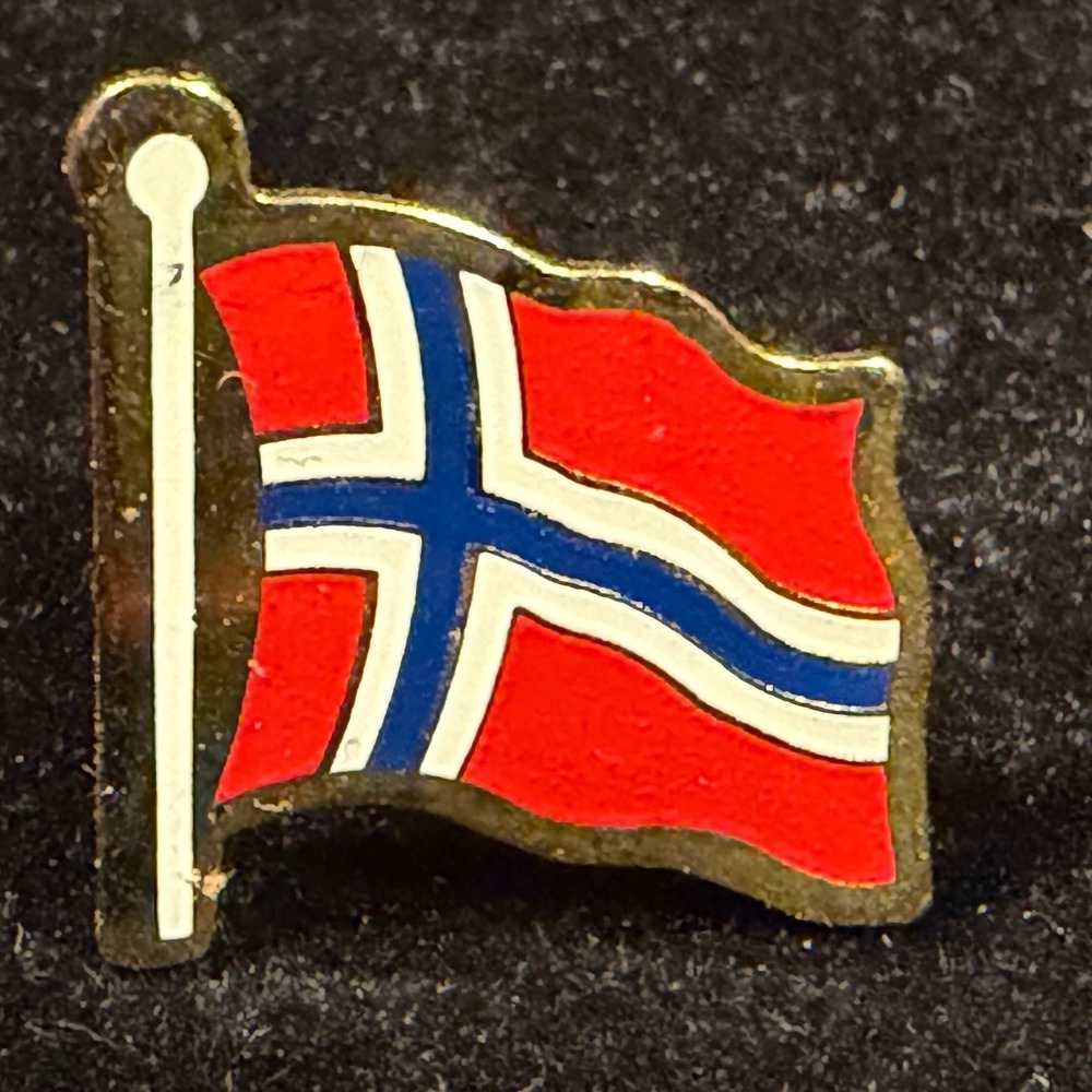 Norway Flag Lapel Pin Enamel Waving Norwegian National Flag Gold Tone Small